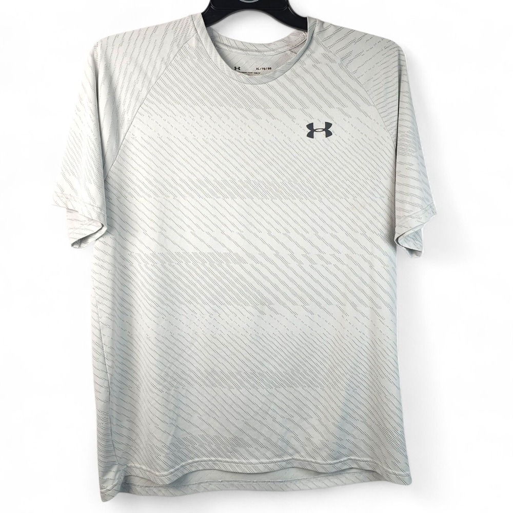 Under Armour HeatGear Shirt Mens XL Gray Diagonal Stripe Loose Fit Raglan Tee